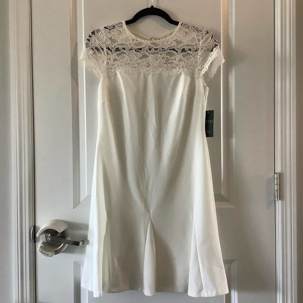 LAUREN Ralph Lauren White Lace Trapeze Dress - Picture 3 of 8
